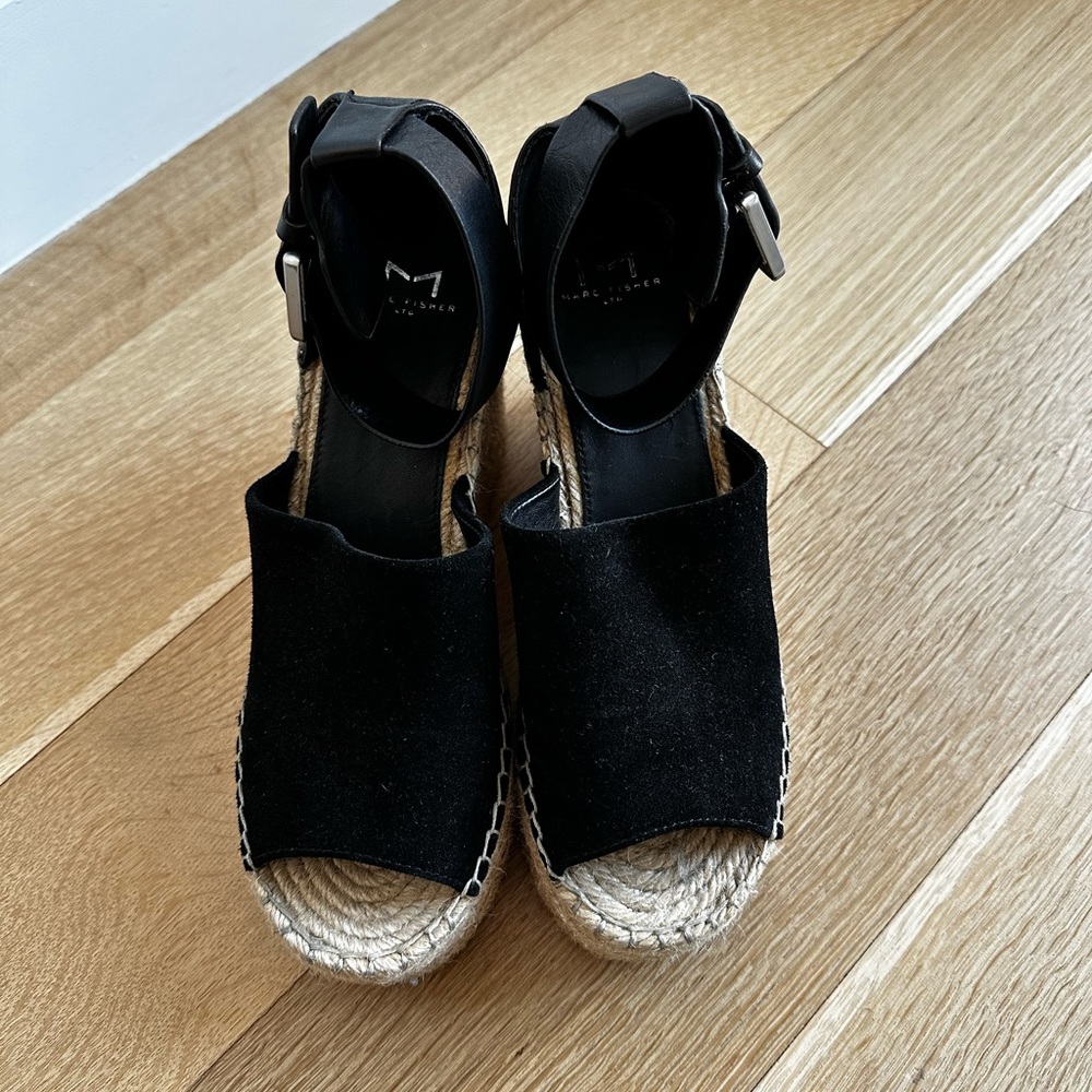 Marc Fisher Black Suede/Leather Espadrilles, Size 8 - Picture 3 of 8